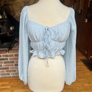 Lulu’s Baby Blue Long Sleeve Crop Top